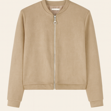 Load image into Gallery viewer, Faux suede bomber jacket