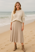 Load image into Gallery viewer, Beige knit midi skirt