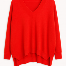 Load image into Gallery viewer, Red v neck oversized jumper