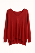 Load image into Gallery viewer, Maroon v neck oversized jumper