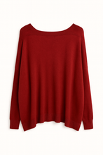 Load image into Gallery viewer, Maroon v neck oversized jumper