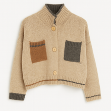 Load image into Gallery viewer, Beige Chunky contrast cardy
