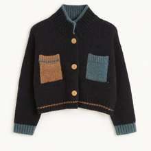 Load image into Gallery viewer, Dark navy Chunky contrast cardy
