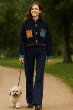 Load image into Gallery viewer, Dark navy Chunky contrast cardy
