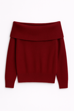 Load image into Gallery viewer, Burgundy off the shoulder sweater

